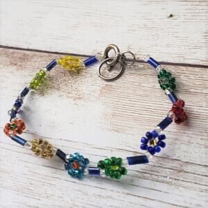 Vintage Bracelet / Bangle Child's Small Beaded Flower Bracelet